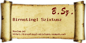 Birnstingl Szixtusz névjegykártya